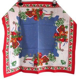 Jultomten Nisse Decorating Cottage Vintage Christmas Dinner Napkin Unmarked GUC